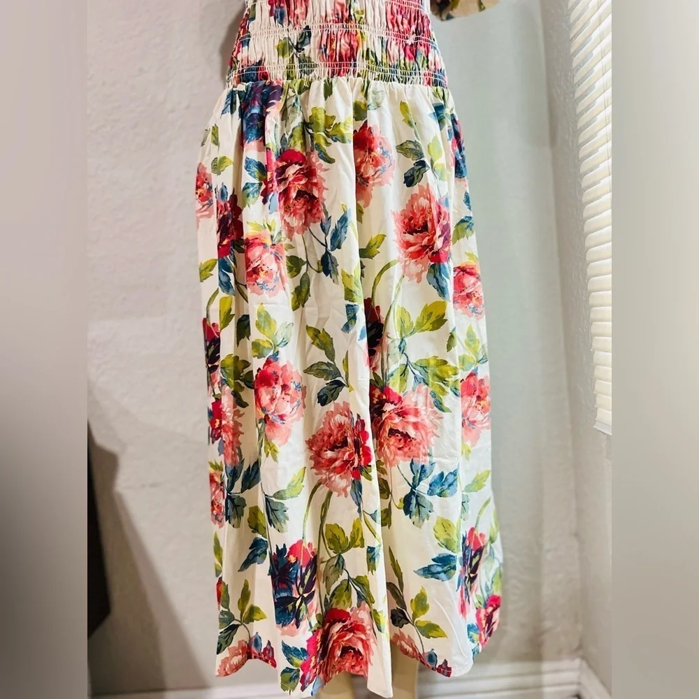 Abercrombie & Fitch Smocked Drop Waist Off Shoulder Floral Maxi Sundress NWT